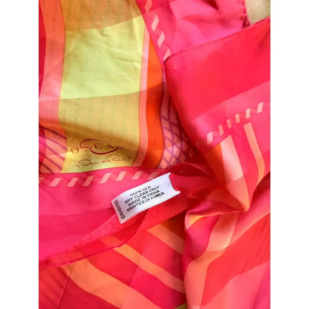 Vintage Oscar by Oscar de la Renta Silk Color Block Scarf NWOT 34x34